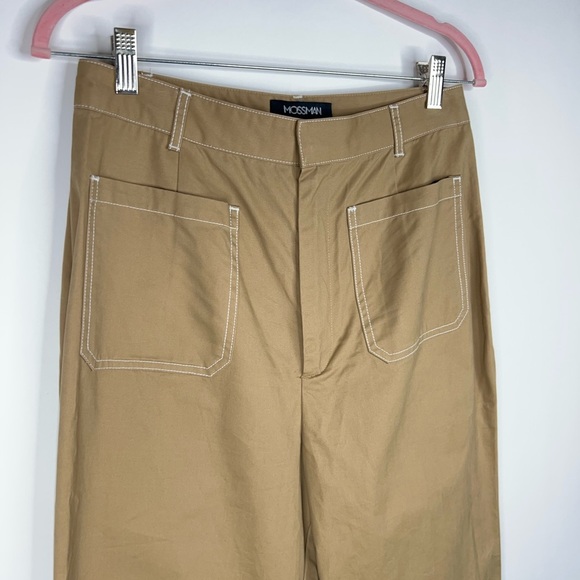 Mossman All Eyes On You Pant Tan Khaki High Rise Flare Wide Leg Office Neutral - Picture 4 of 14